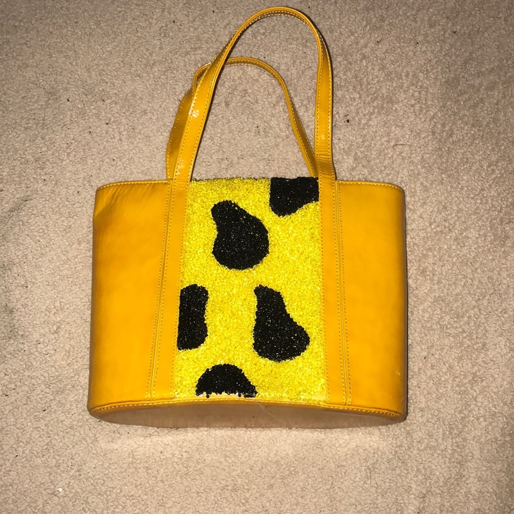 Casadei yellow cheetah bag